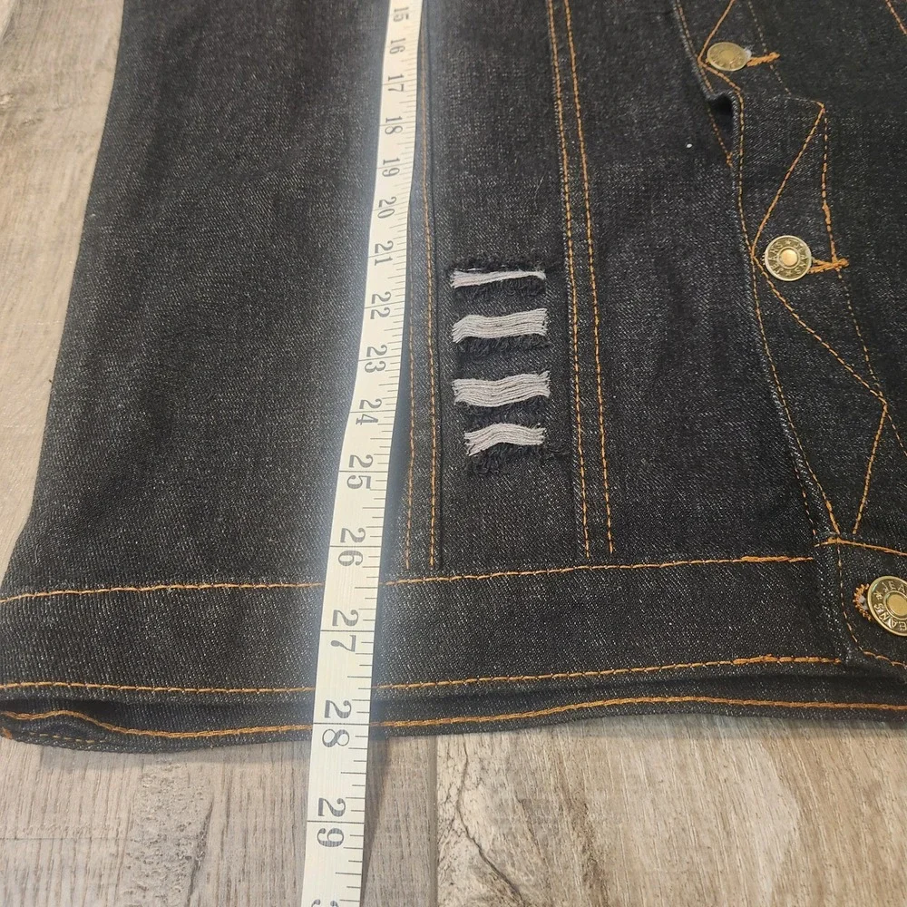 Nasky Denim Vest Mens XL Black Excellent Distressed Sleeveless Trucker Jacket
